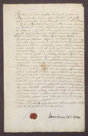 Procuratorium des Lothar Franz Knebel von Katzenelnbogen für den Vikar Roth.