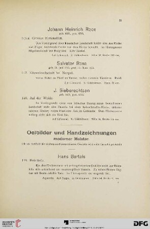 Ölbilder und Handzeichnungen moderner Meister (Nr. 149-182)