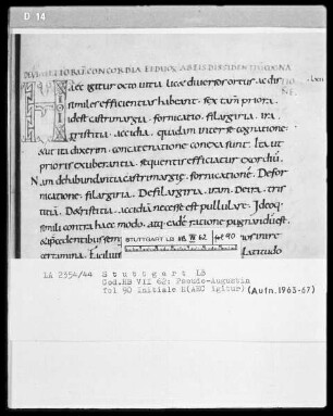 Quadripartitus (Sammlung von Patresexerpten und Kanones in vier Büchern) — Initiale H (aec igitur), Folio 90recto