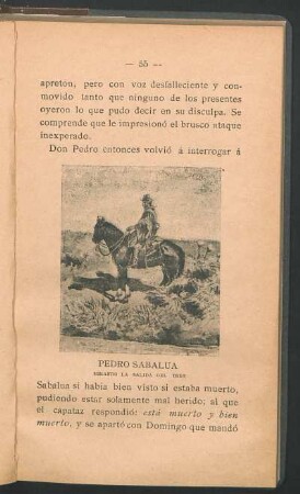 [Retrato de] Pedro Sabalua [á caballo], mirando la salida del tren