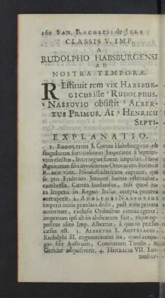 Classis V. Imp. A Rudolpho Habsburgensi ad nostra tempora. ... Explanatio.