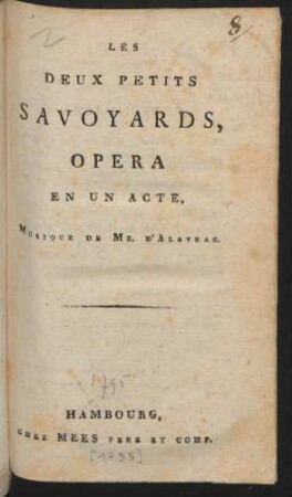 Les Deux Petits Savoyards : Opéra En Un Acte