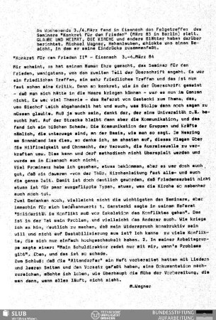 Konkret für den Frieden II : Eisenach 3.-4. März 84
