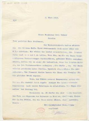 Brief an Otto Thümer : 05.03.1913