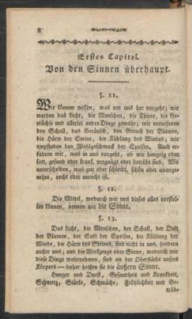 Erstes Kapitel. Von den Sinnen überhaupt