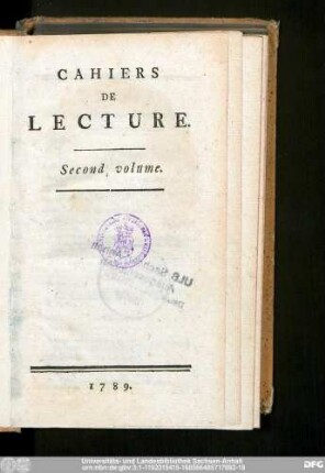 2.1789: Cahiers de lecture