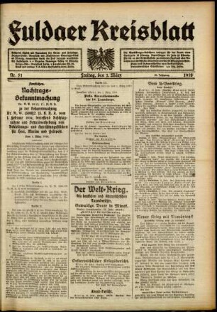 Ausgabe vom Freitag, den 01. März 1918.