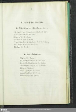 II. Statistische Übersicht