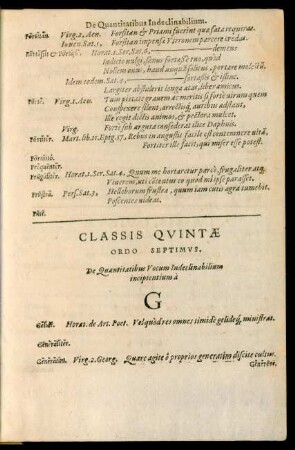 Classis Quintae Ordo Septimus ... G