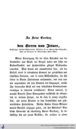 An seiner Excellenz den Herrn von Ittner…