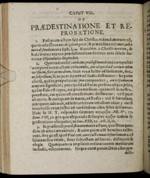 Caput VIII. De Prædestinatione Et Reprobatione.