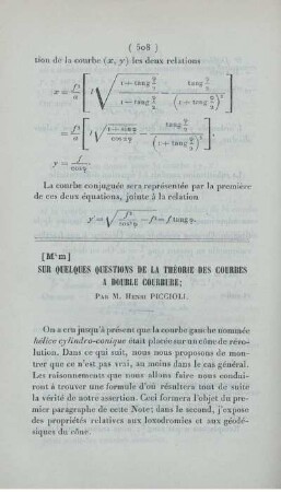 Sur quelques questions de la théorie des courbes a double courbure.