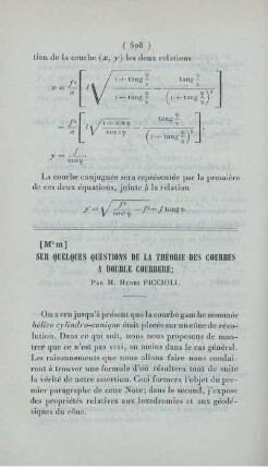 Sur quelques questions de la théorie des courbes a double courbure.