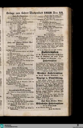 Lahrer Wochenblatt, Beilage zum Lahrer Wochenblatt