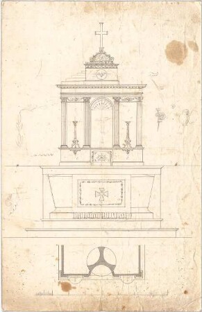 Voit, Johann Michael; Altarentwurf - Grundriss, Ansicht