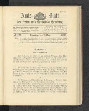 No. 109, 7. Mai 1918