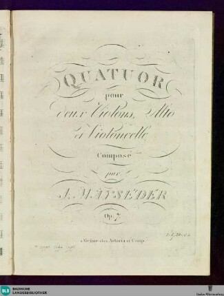 Quatuor pour deux violons, alto et violoncelle : op. 7