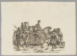 Prinzessin Eleonore, die Tochter König Philipps, Blatt 131 aus: Marx Treitzsaurwein, "Kaiser Maximilian I Triumph – le triomphe de l’Empereur Maximilien I en une suite de Cent trent cinq planches gravées en bois d’après les dessins de Hans Burgmair", Wien 1796