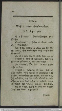 Nro. 4. Muster eines Handwerkers. NB. Super fein