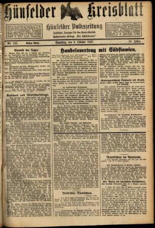 Erste Ausgabe vom Samstag, den 08. Oktober 1927.
