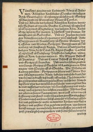 Von Gots genaden wir Ferdinand/ König zu Behemen ...
