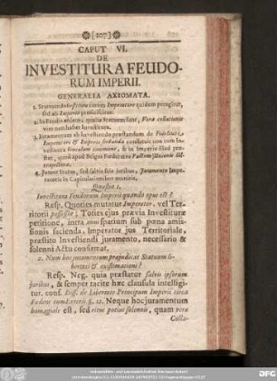 Caput VI. De Investitura Feudorum Imperii.