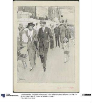 Elegantes Paar an Deck eines Ozeandampfers