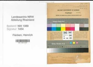 Entnazifizierung Heinrich Flecken , geb. 25.08.1896 (Unterbrandmeister)