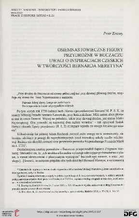 21: Osiemnastowieczne figury przydrożne w Buczaczu : uwagi o inspiracjach czeskich w twórczości Bernarda Meretyna