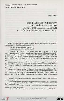 21: Osiemnastowieczne figury przydrożne w Buczaczu : uwagi o inspiracjach czeskich w twórczości Bernarda Meretyna