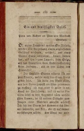 Ein und dreissigster Brief. Flora von Richter an Erau von Thierbach