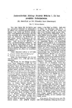 Landesväterliche Fürsorge Friedrich Wilhelm I. für das preußische Volksschulwesen : (ein Gedenkblatt zur 200. Wiederkehr seines Geburtstages)