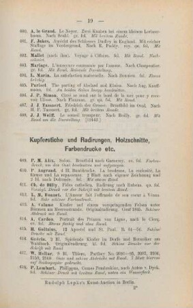 Kupferstiche und Radirungen, Holzschnitte, Farbendrucke etc.
