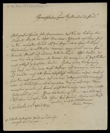Brief von Georg Weixelbaum an Louis Spohr