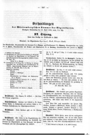 17. Sitzung, Stuttgart, 25.4.1889