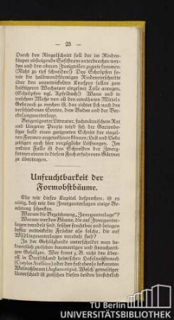 Unfruchtbarkeit der Formobstbäume.