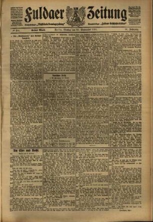 Erste Ausgabe vom Montag, den 19. September 1910.