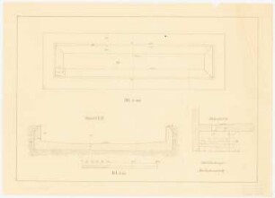 Wasserbecken: Wasserbecken in Grundriss und Schnitt ab 1:100, Detailschnitt 1:25, Maßstabsleiste