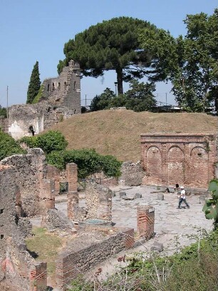 Pompeji. Blick über die Ausgrabungsstätten