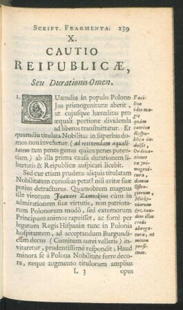 X. Cautio Reipublicae, Seu Durationis Omen.