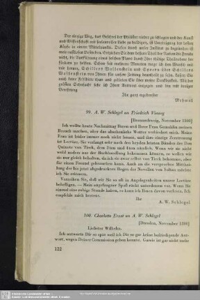 August Wilhelm von Schlegel an Friedrich Vieweg, Braunschweig, November 1800
