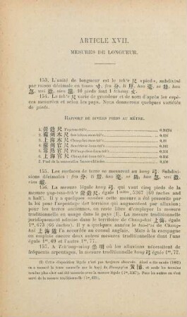 Article XVII. Mesures de logueur.