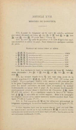 Article XVII. Mesures de logueur.