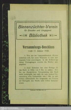 Bienenzüchter-Verein für Dresden und Umgegend