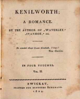 Kenilworth : a romance ; in four volumes, 2