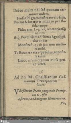 31. Ad Dn. M. Christianum Gasmanum Praeceptorem suum