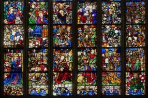 Frankreich. Bretagne. Finistere. Point Croix. Collegiale Notre Dame de Roscudon. Buntglasfenster. 1540. Detail