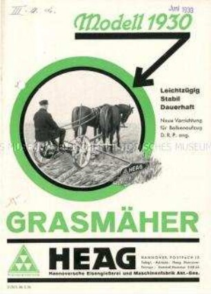 Grasmäher Nr. 1, Nr. 2 Nr. 3 Modelle 1930