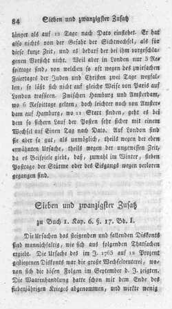 Sieben und zwangzigster Zusatz zu Buch 1. Kap. 6. §. 17. Bd. 1.