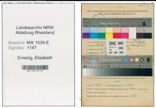 Entnazifizierung Elisabeth Ernsing , geb. 29.05.1904 (Krankenschwester)